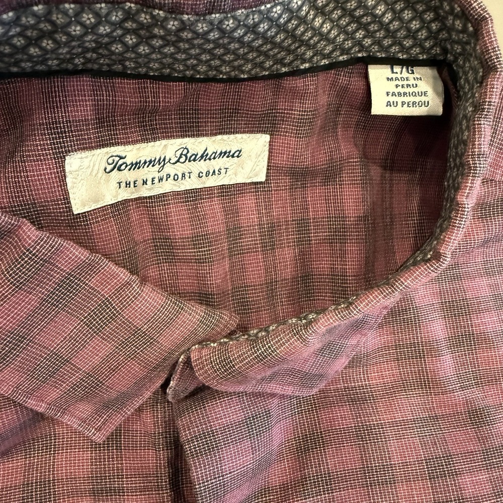 Tommy Bahama The Newport Coast‎ Shirt Men's Large Purple Black Check Long Sleeve - Picture 3 of 9